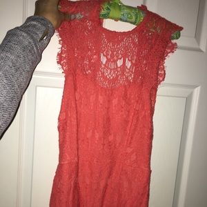 Coral lace dress